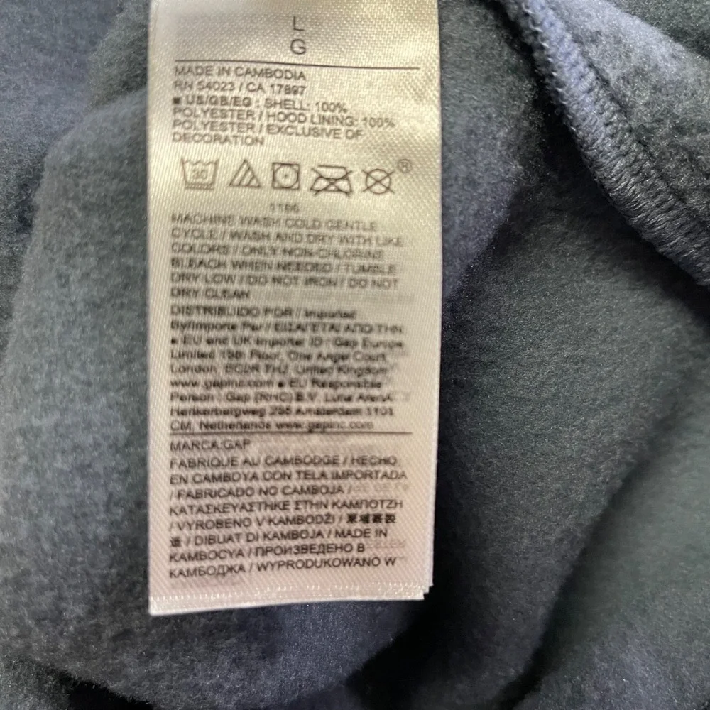 GAP‎ Athletic Fleece Men's L Cornflower Blue Heavyweight Hoodie Sweatshirt NWT